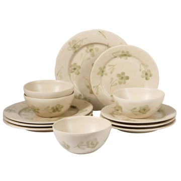 2 Time Oprah's Favorite Things - Made in Portugal Hand Painted Dinnerware Set - Porto Petals 12 Piece (Service for 4)