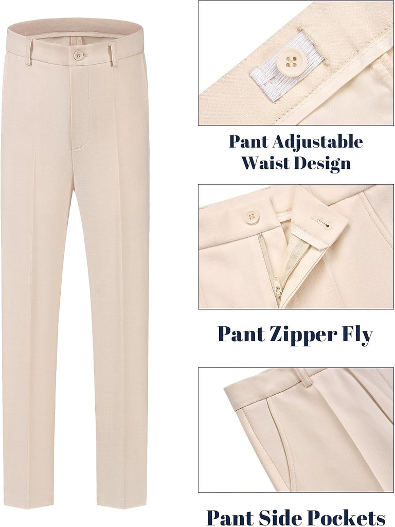 Boys' Slim Fit Suit 3 Pieces:Jacket, Pants, Shirt,Summer Suit Set for Teens Boys Wedding Beach