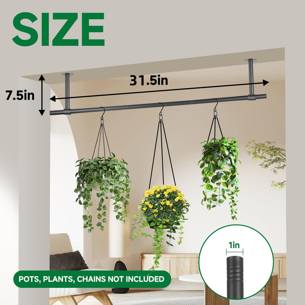 2 pcs Hanging Planters Rod - Plant Hanger Indoor for Window Ceiling, Hanging Plant Shelf for Wall Planter House