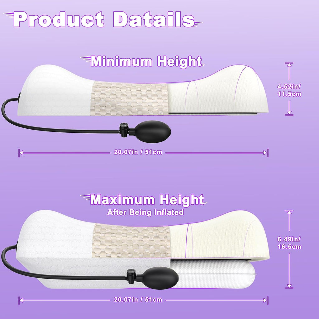 Inflatable Memory Foam Lumbar Support Pillow | Adjustable inflatable lumbar pillow with memory foam relieves lower