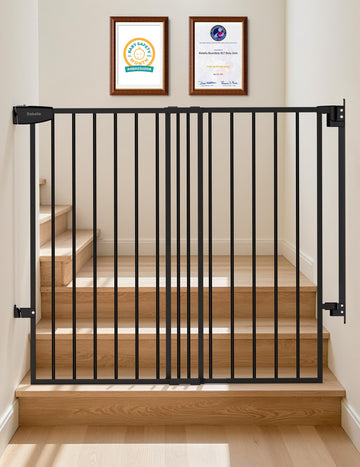Extra Tall No Bottom Bar Baby/Dog Gate, 34" H, 27.5-40.6" W, Black