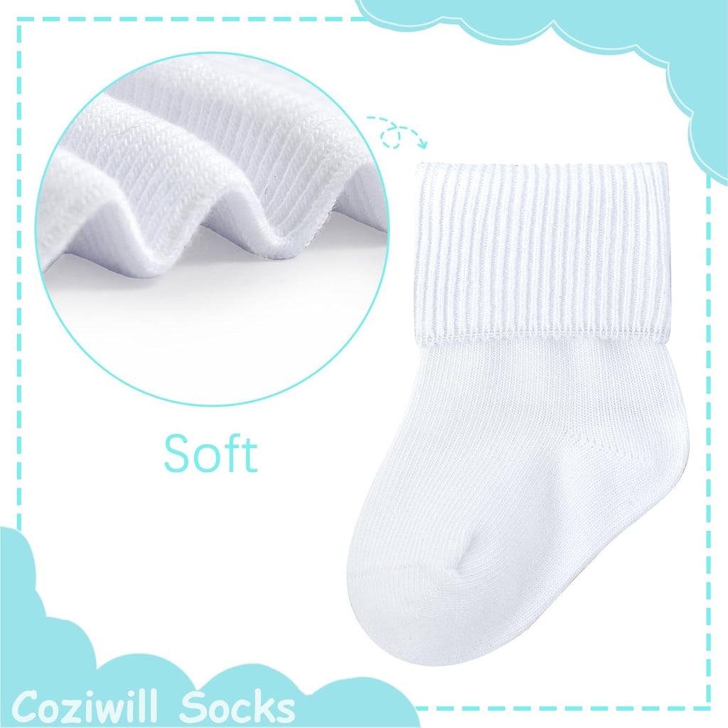 Baby Socks Girls Seamless Crew Socks Baby Boys Infant Turn Cuff Sock Baptism 6 Pack