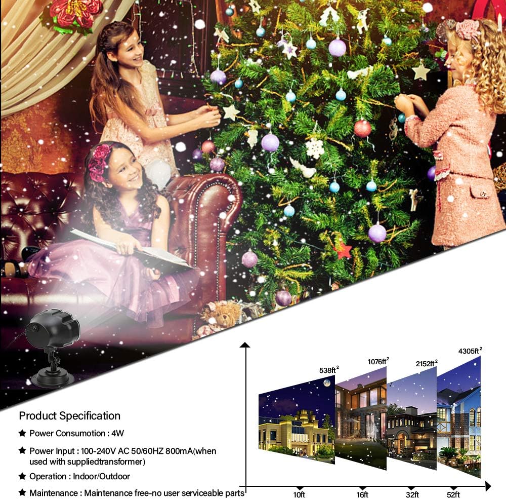 Christmas Snowfall Projector Lights Outdoor,Snow Falling Projector Lamp Dynamic Snow Effect Christmas Dot Decorations
