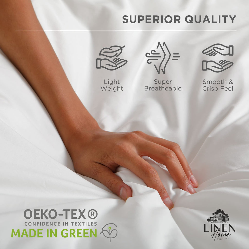 100% Cotton Percale Sheets, 4 Pc Cooling Set - Charcoal