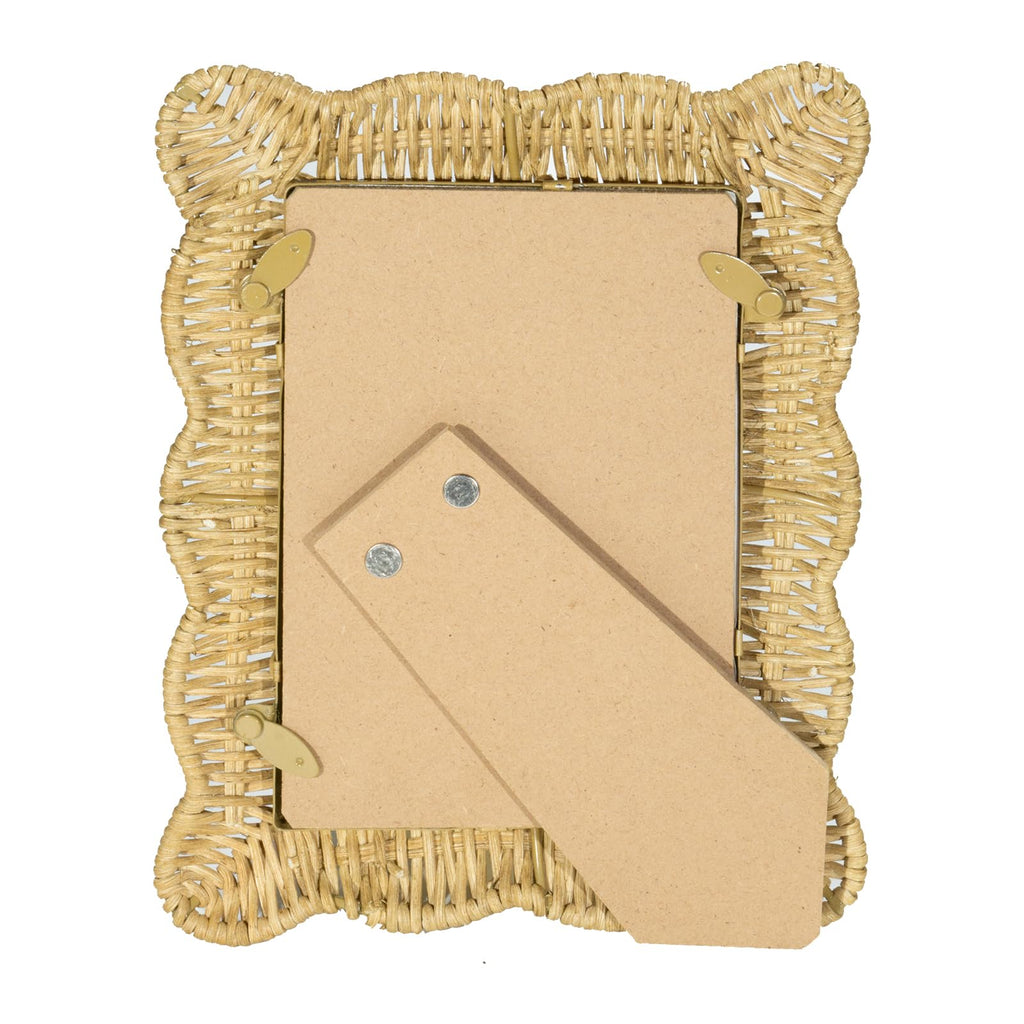 Woven Wicker Picture Frame, 4 x 6 inches with Zebra Design, Rattan Photo Frame with Bohe Style for Tabletop Display