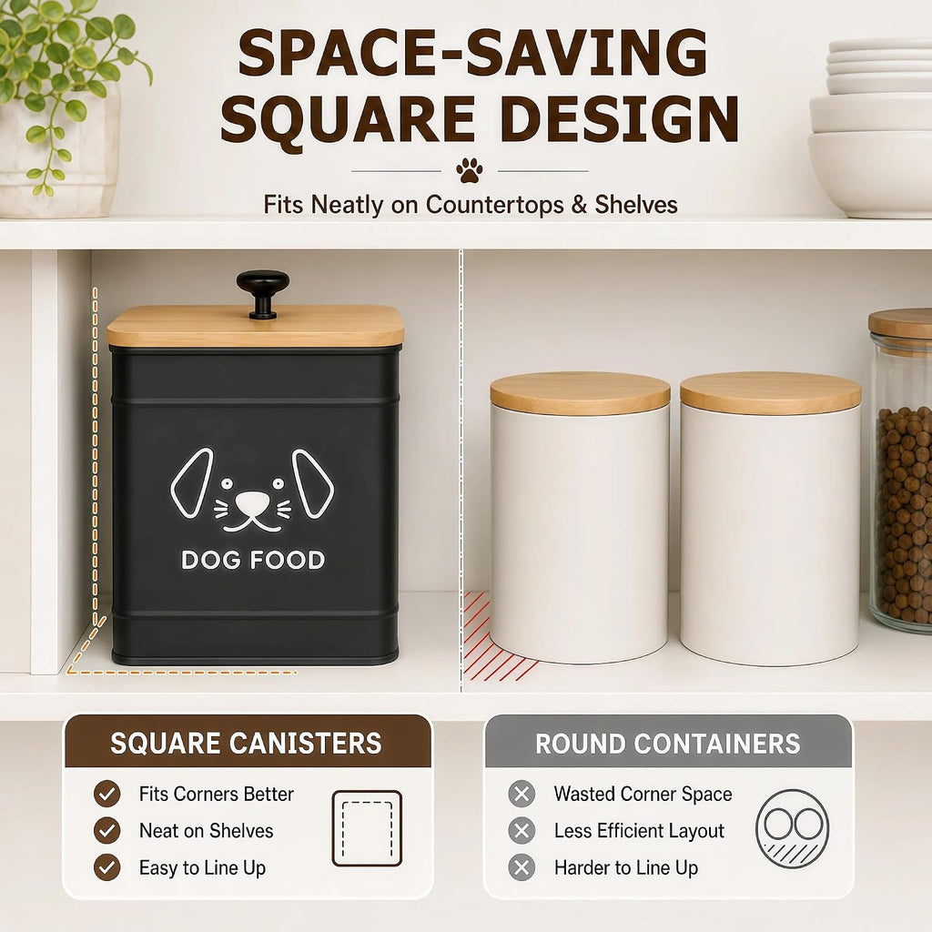 Dog Food Storage Container 6.7"W x 9.3"H Airtight Metal Canister