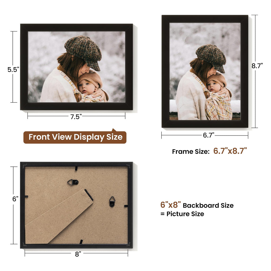 6x8 Picture Frame Set of 12, Photo Frames Display Pictures 6"x8", Black Picture Frames 6x8 Wall Gallery Collage Wall