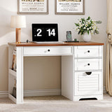 47" Home Office Desks, Executive Desk, Farmhouse Computer Desk with Drawers and Charging Station, File Drawer