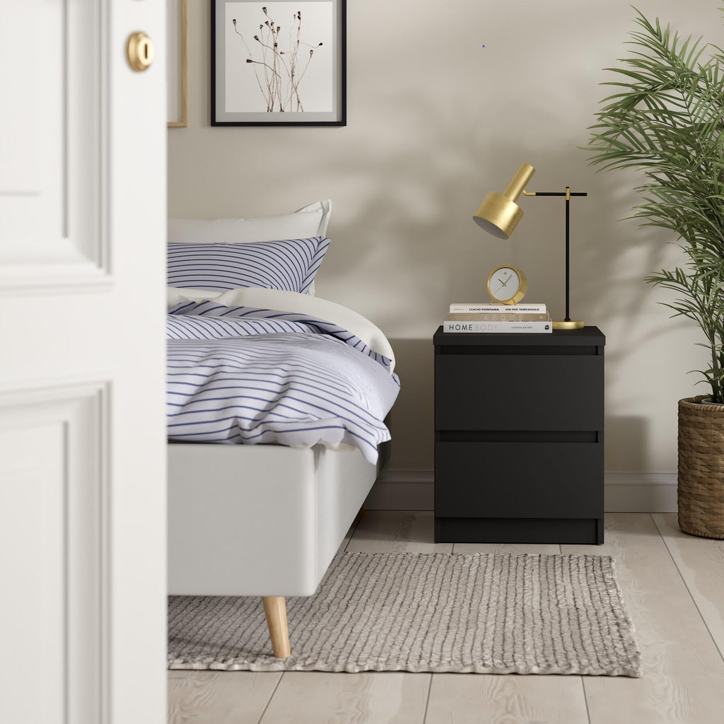 2 Drawer Nightstand, Black Matte