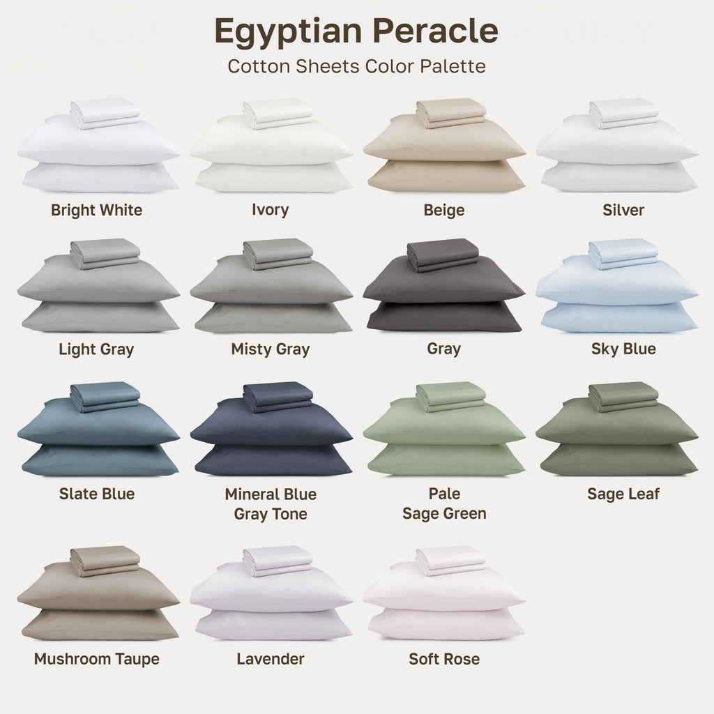 100% Egyptian Cotton Percale Sheets King, Soft Rose