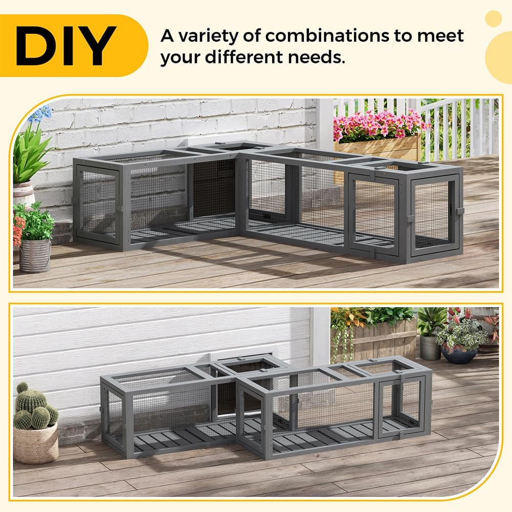 Weatherproof Modular Wooden Cat Tunnel Extendable Outdoor Cat Run