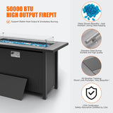 Walsunny 45 inch Outdoor Propane Fire Pit 50,000 BTU Gas Fire Pit Table with Lid, Glass Wind Guard, Waterproof Cover, Rectangle Gas Firepit Table for - Image 4
