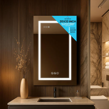 20x32 LED Medicine Cabinet with Outlet & USB | CRI 90+ Lighted Bathroom Mirror with Storage | Blum Soft-Close Hinges