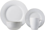 16-Piece Porcelain Dinnerware Set, Microwave and Dishwasher Safe, Service for 4, Plates, Bowls and Mugs, White
