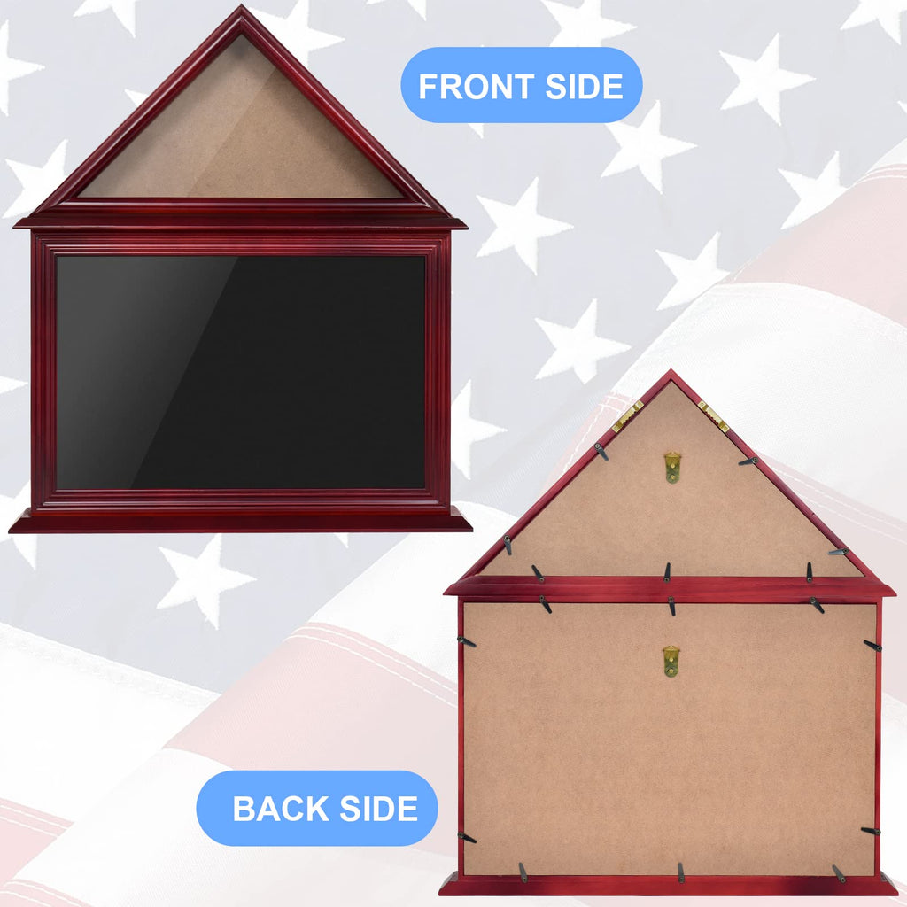 Solid Wood Flag Certificate Display Case Box with HD Tempered Glass Fit Small Folded 3'x5' American Flag(Not for