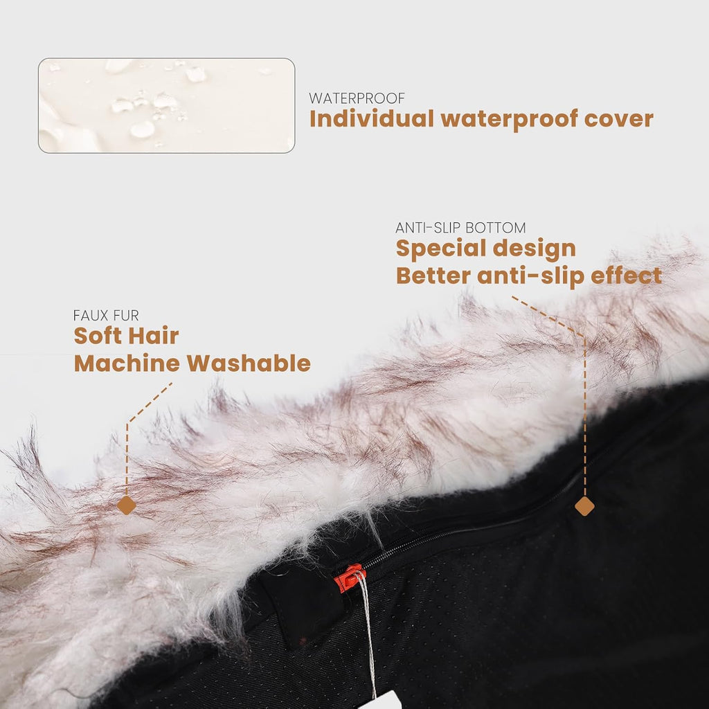 Luxury Faux Fur Dog Bed, 5 in Memory Foam(40L x 25W x 5H in, White)