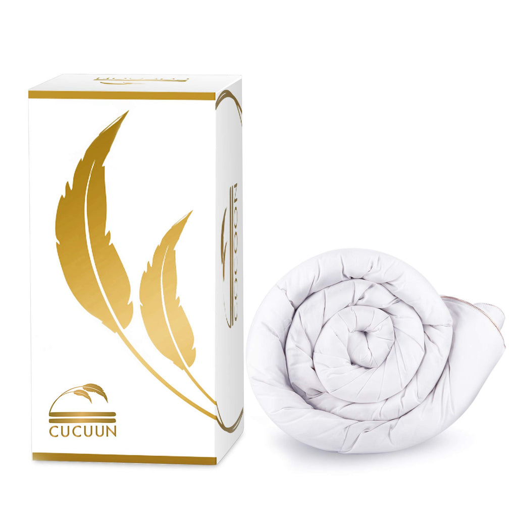 Real Luxury Down Comforter King Cali Size | 100% Egyptian Cotton 1200 TC 750+FP | White Goose Down Comforter | Corner