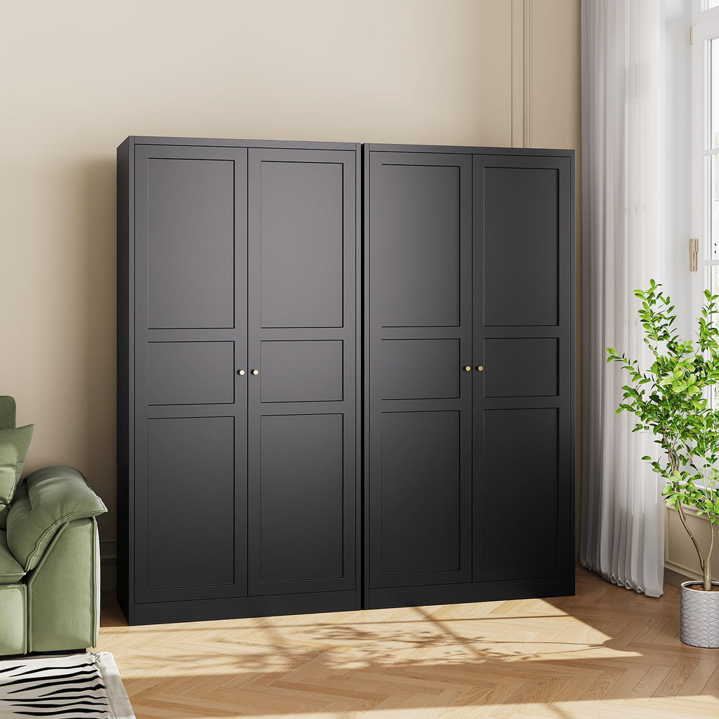 Metal Wardrobe Closet Cabinet, Armoire Wardrobe Closets Storage Cabinets with Doors and Shelves for Laundry