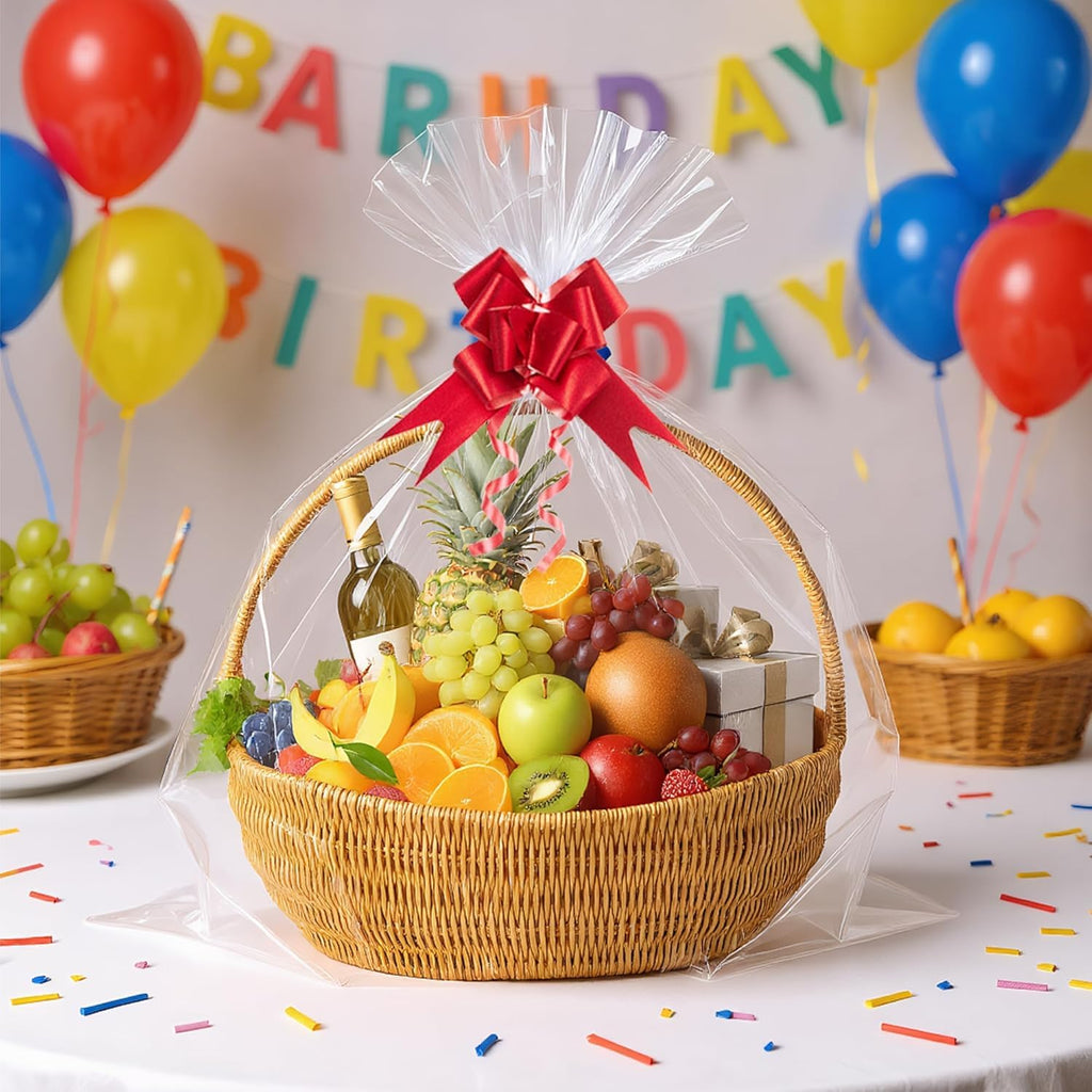 7 Pcs 50"x60" Cellophane Bags for Gift Baskets Wrap