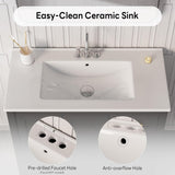 36 Inch Black Bathroom Vanity with Sink, Modern Single Sink Bath Vanity with Drawers & 2 Doors