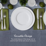 Delray 40-Piece Bone China Dinnerware Set, White Round Dishes for 8