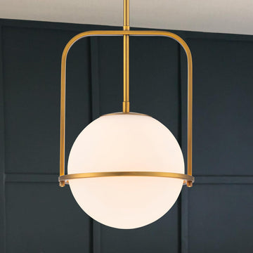 Brass Pendant Light Kitchen Island, 1-Light Modern Hanging Light Fixture, Adjustable Height Ceiling Light with