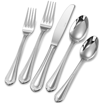 Premium Pearl Edge 20/45/65-Piece Silverware Set (65, Silver)