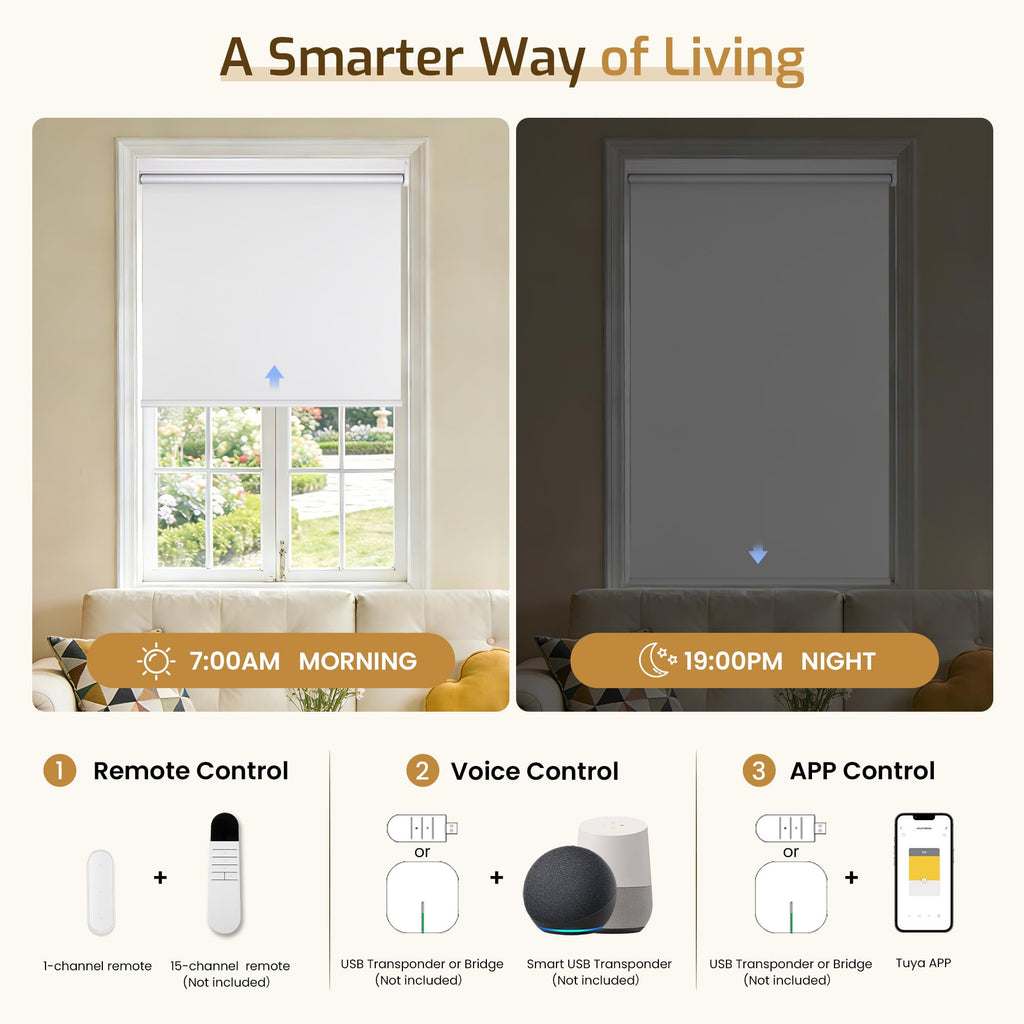 Smart Motorized Blinds Compatible with Alexa |White