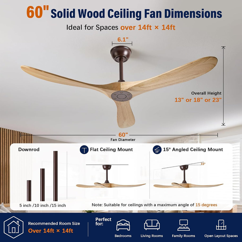 Inspired Maverick Style 60" wood ceiling fan, Oil Rubbed Bronze