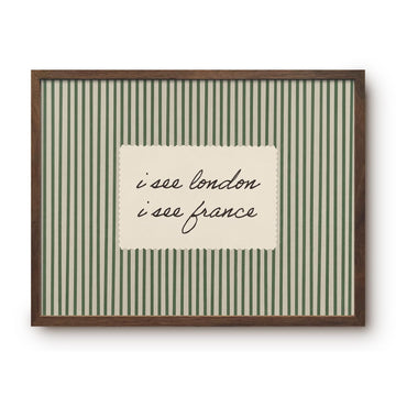 I See London I See France Wall Framed Vintage Striped Prints 16x24 In