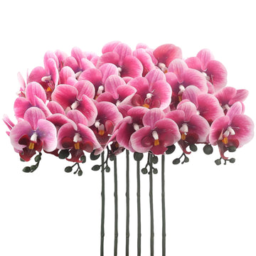 6Pcs Artificial Orchid Faux Phalaenopsis Fake Stem Real Touch Decor Wedding Party Centerpiece Vase Decoration (24"