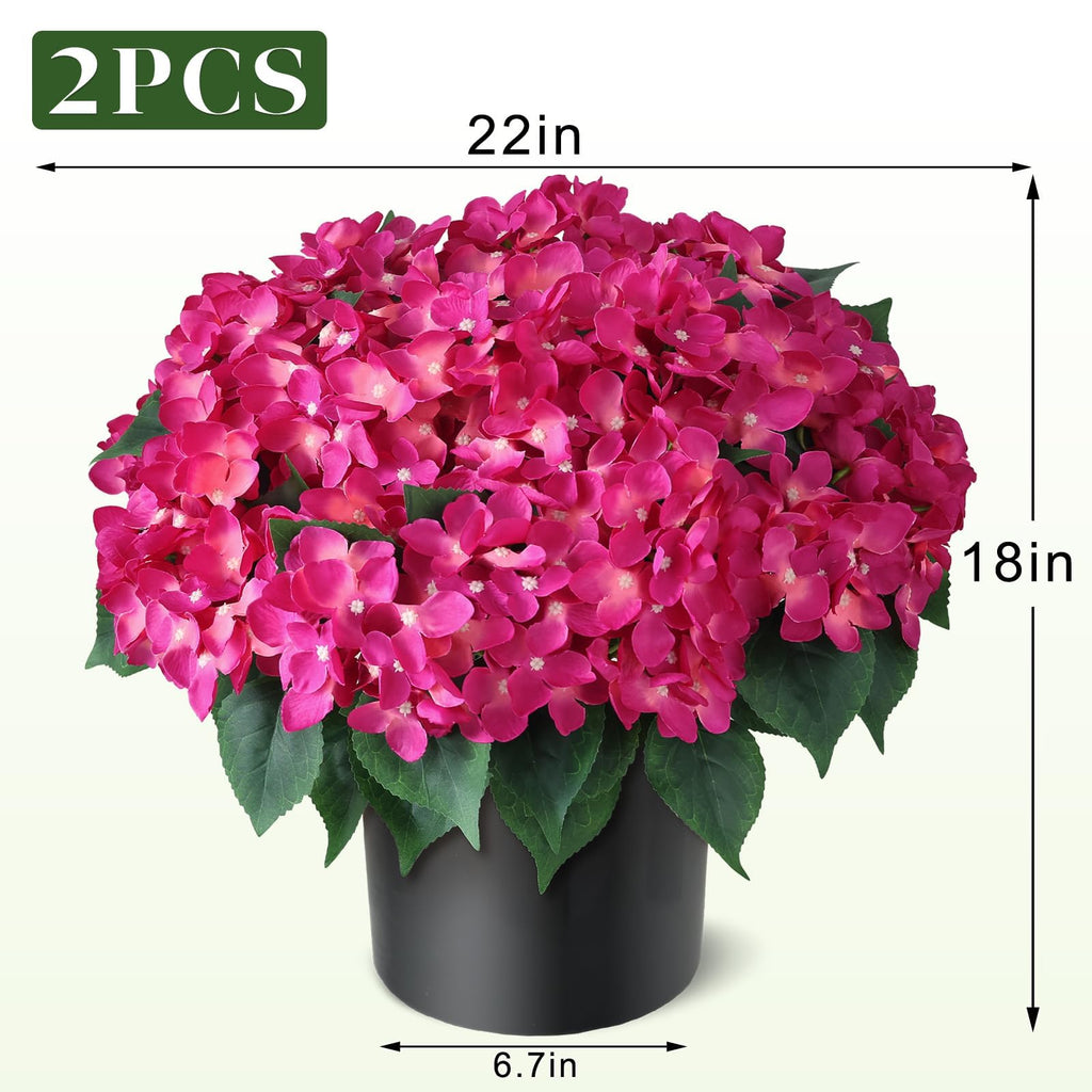 2 Sets Artificial Flower Topiary Ball Trees for Porch (Rose Red)