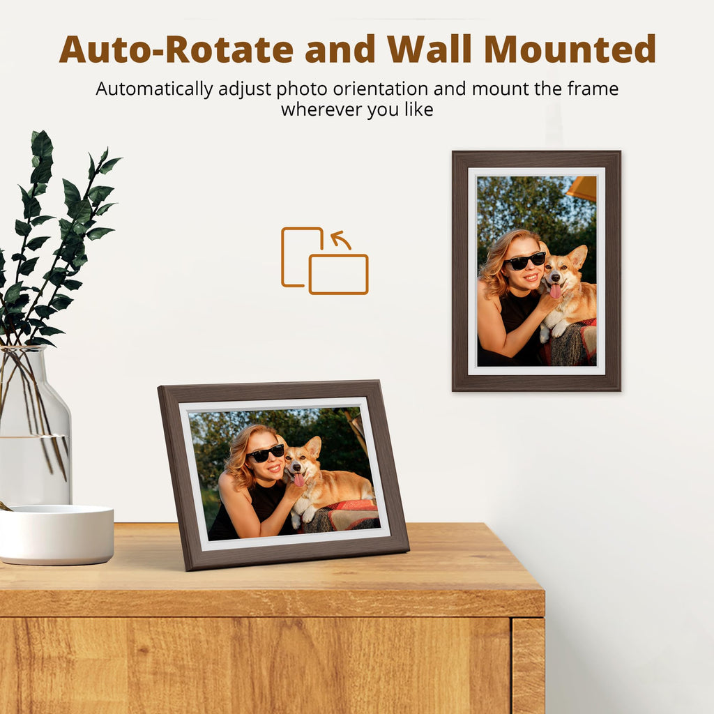 Digital Picture Frame WiFi 10 inch IPS Touch Screen Digital Photo Frame Display, 32GB Storage, Auto-Rotate, Share