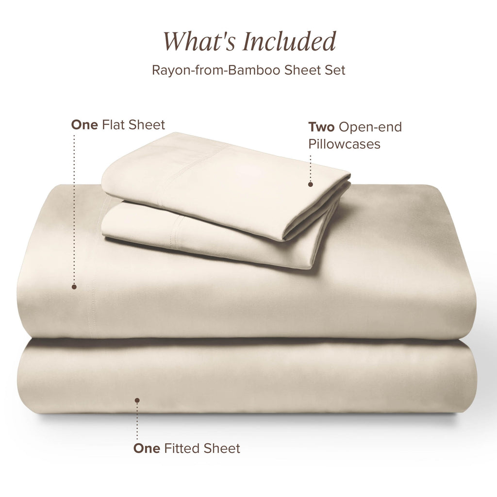 100% Rayon Made from Bamboo Sheet Set (Full XL, Sand)