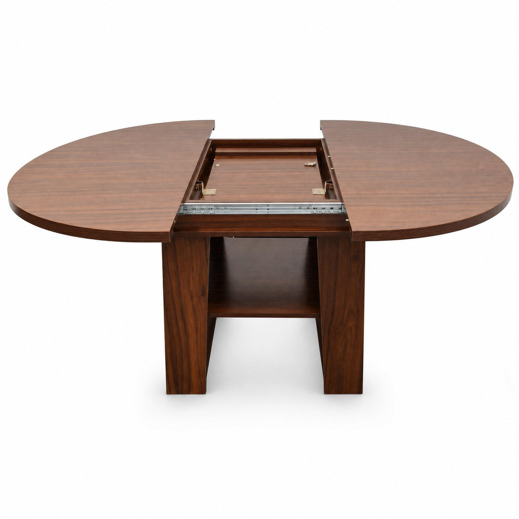 43.3"-59" Rustic Extendable Round Dining Table for 4-6, Walnut