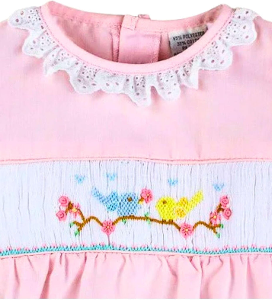 Baby Girl Hand Smocked Classic Bubble - Pink Spring