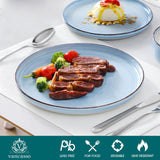 Bonita Blue Dinnerware Sets, Plates and Bowls Set for 4, 12 Pieces Stoneware Dinnerware Set