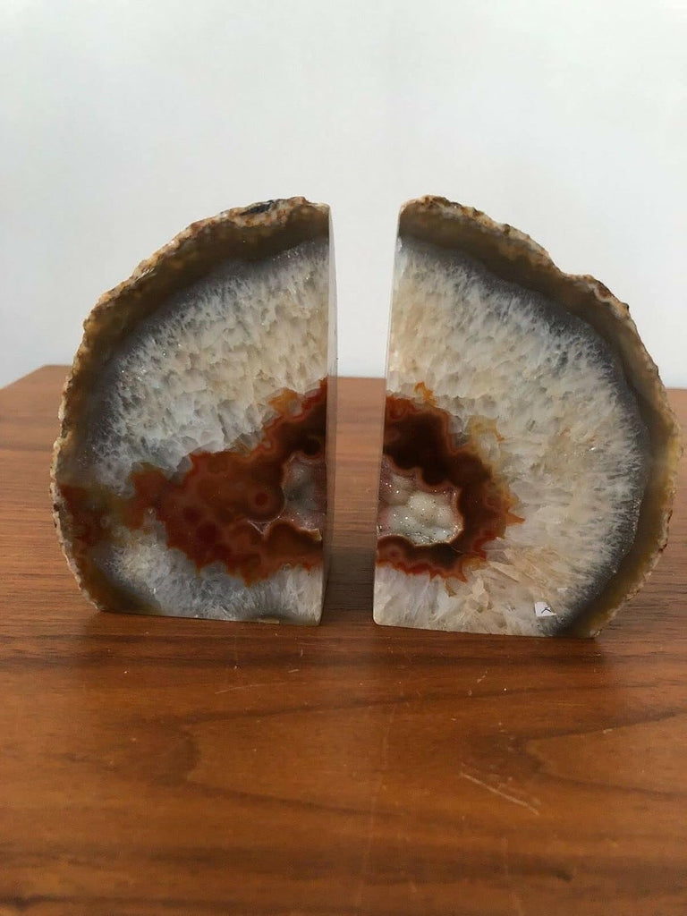 1 Pair Natural Agate Book Ends Small 2-3 LBS & Amethyst Cluster 0.5-1 LBS Irregular Polished 1P