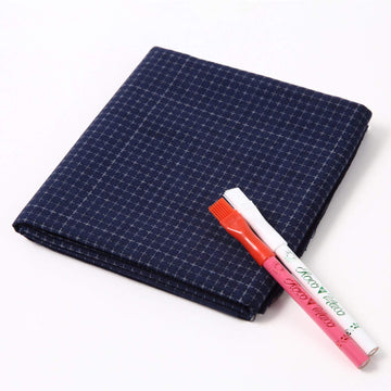 Sashiko 100% Cotton Sewing Cloth (42.5 inch x 19.6 inch) with Grid Line and Fabric Marking Pencil Set (Navy Blue)