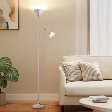2-in-1 Torchiere Floor Lamp, 34W Super Bright LED Standing Lamp with Remote & Touch Control, 72" Dimmable Adjustable