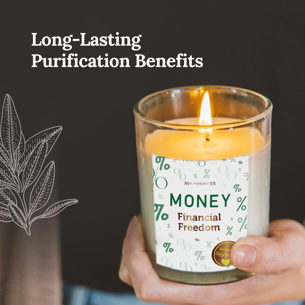 Money Financial Freedom Glass Candles, Cinnamon, 3 Pack