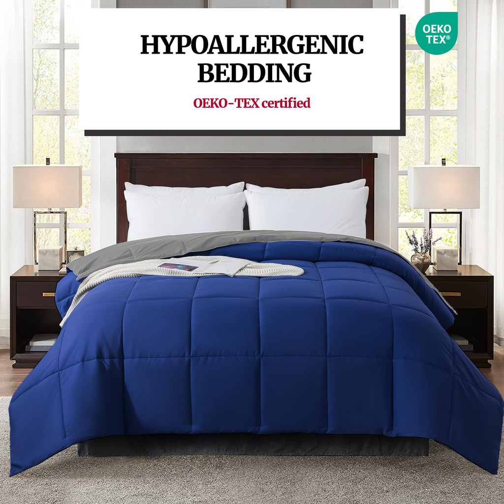 Down Alternative Bedding Comforter Queen Size - All-Season Soft Reversible Microfiber Bedding Comforter - Lightweight