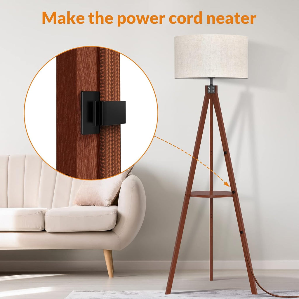 Tripod Floor Lamp, Mid Century Wood Standing Lamp, Modern Design Shelf Floor Lamp