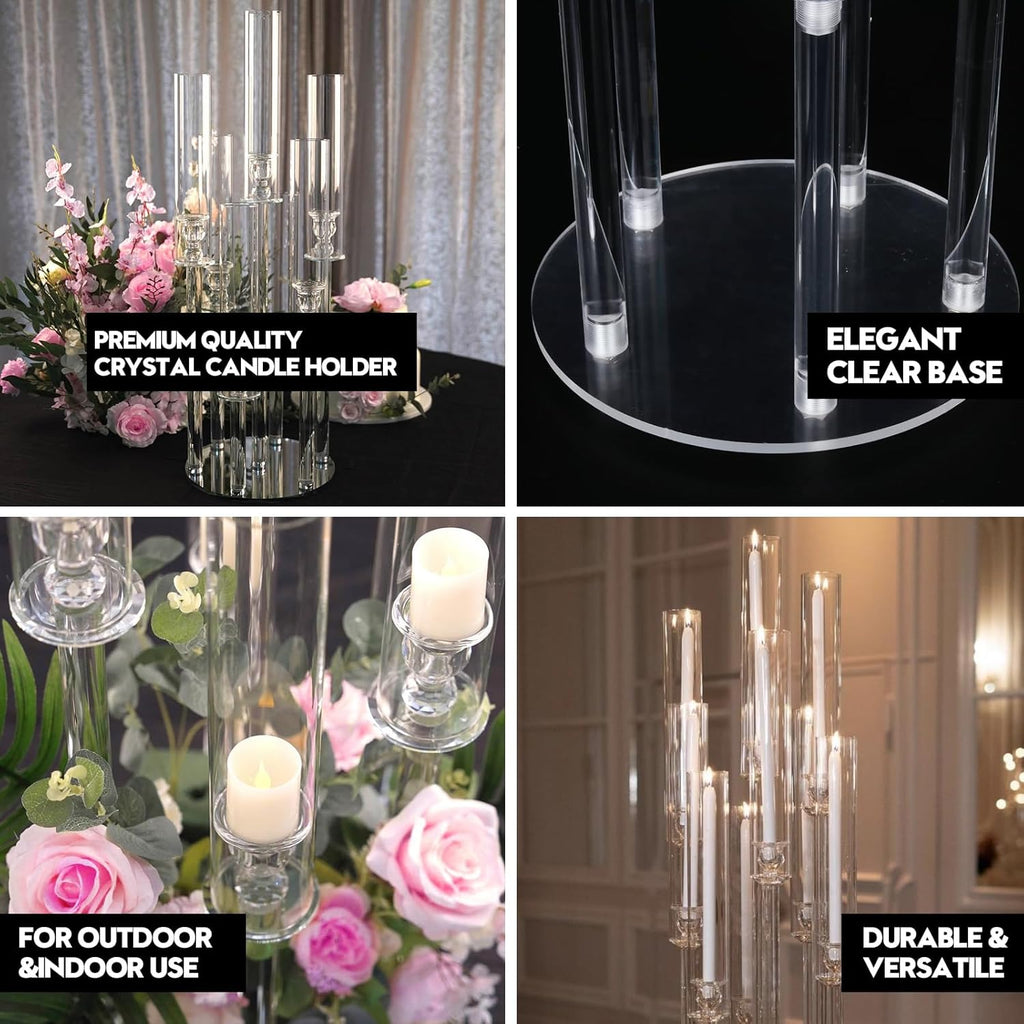 4 Set 8 Arm Acrylic Candle Holder, Mjkeomo 49.2'' Tall Candelabra Centerpieces for Tables Clear Candlesticks Holder