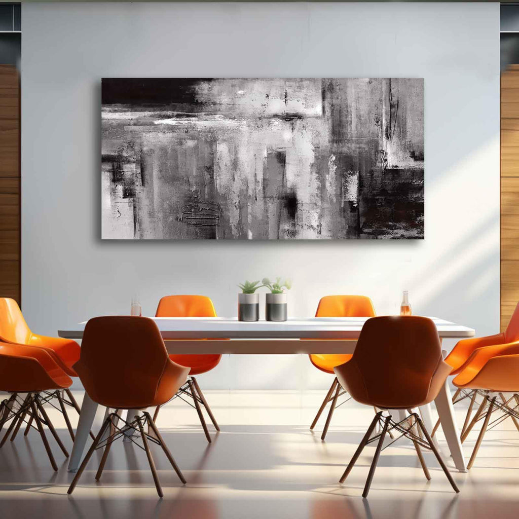Large Abstarct Wall Art, Black And White Pictures, 29x58 In