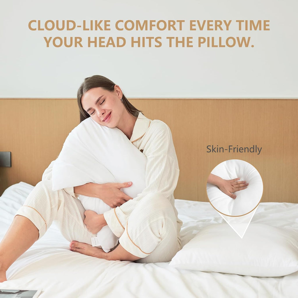 Luxury Pillow Inserts, 20 x 20 inches Hypoallergenic Ultra Soft White Polyester Microfiber Durable Couch - Set of 4