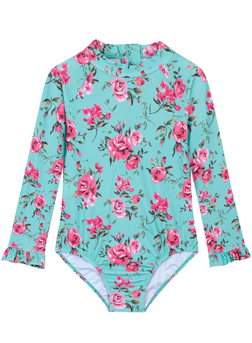 Infant Bathing Suit Girl One Piece with UPF 50+ Sun Protection Infant Light Pink Flower Swimsuit