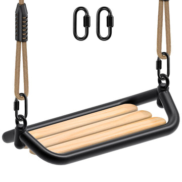 Hanging Wooden Swing Outdoor Tree Swing for Kids w/Adjustable Rope