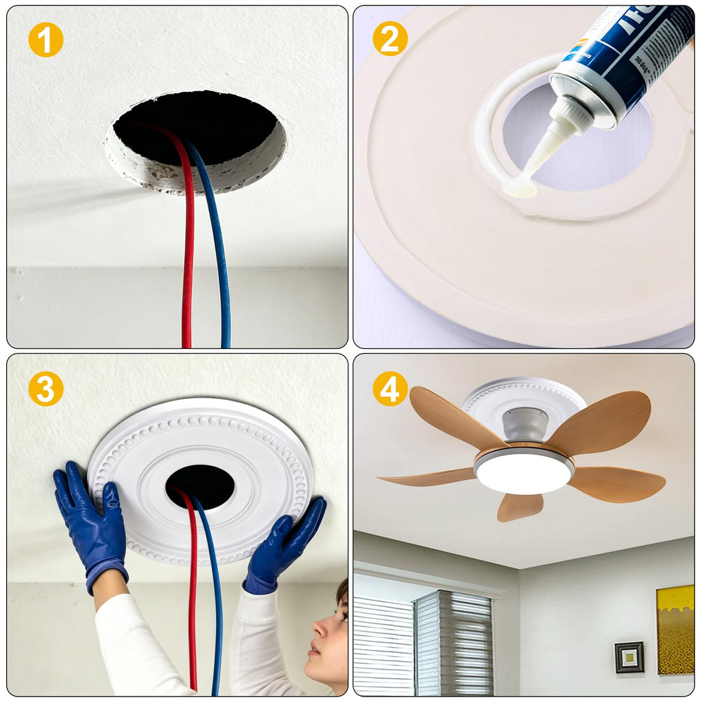 1-Pack Ceiling Medallion - 12-1/2" OD x 3-15/16" ID x 1-3/8" P - Primed Light Fixture Cover Plate for Chandeliers