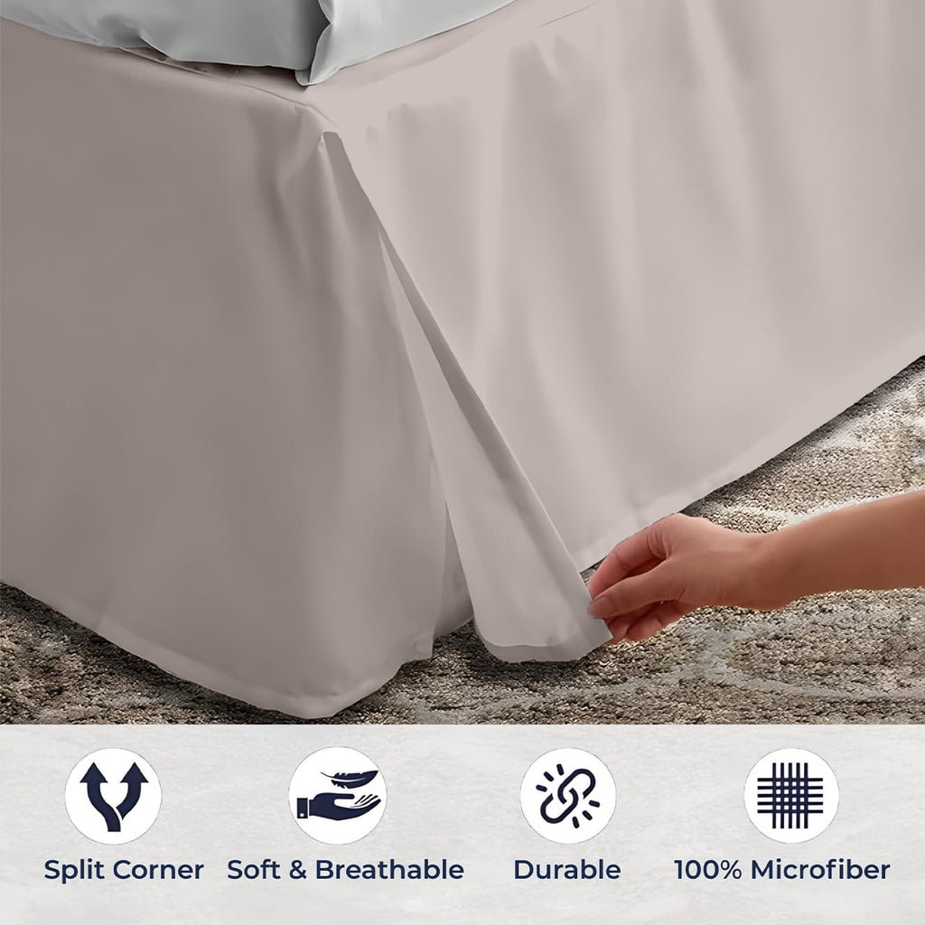 10 inch Drop Bed Skirt Full Size - Platform Style with Secure Fit, Classic Tailored Look, Elegant Pleated Style Dust
